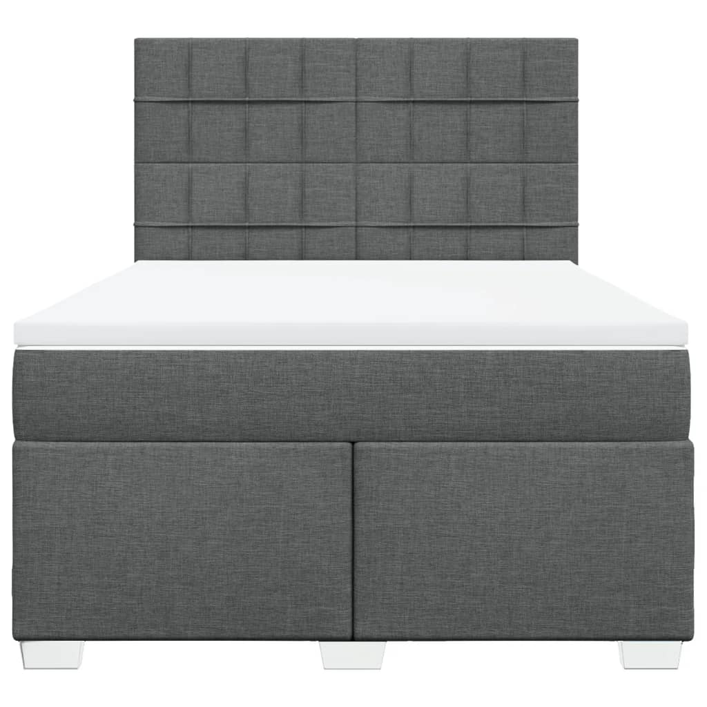 Boxspring met matras stof donkergrijs 140x190 cm – afbeelding 4