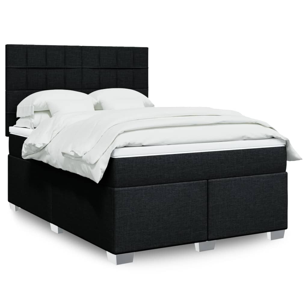Boxspring met matras stof zwart 140x190 cm – afbeelding 1