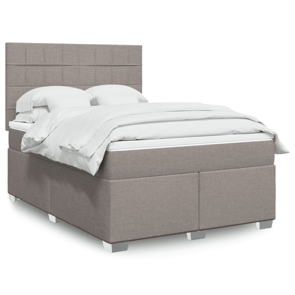 Boxspring met matras stof taupe 140x190 cm – afbeelding 1