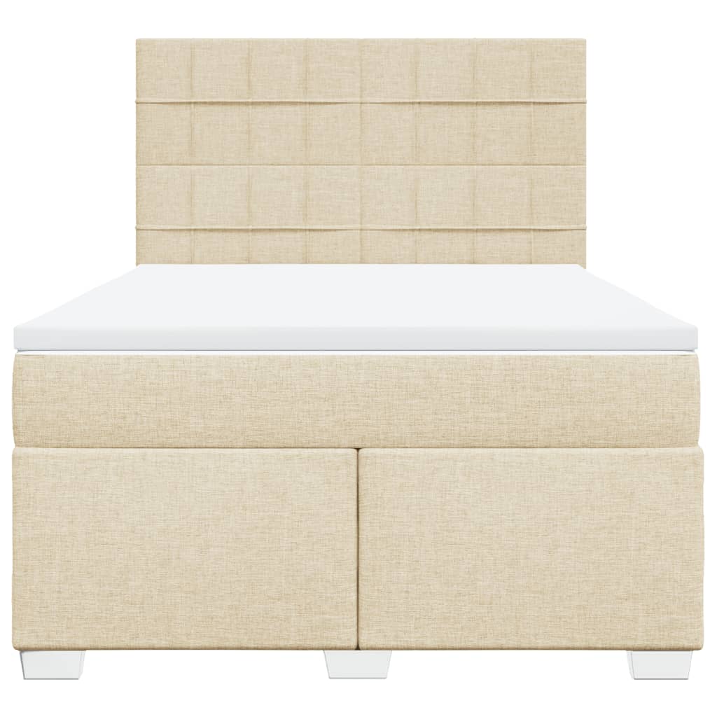 Boxspring met matras stof crèmekleurig 140x190 cm – afbeelding 4
