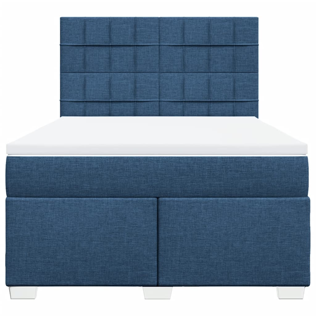 Boxspring met matras stof blauw 140x190 cm – afbeelding 4