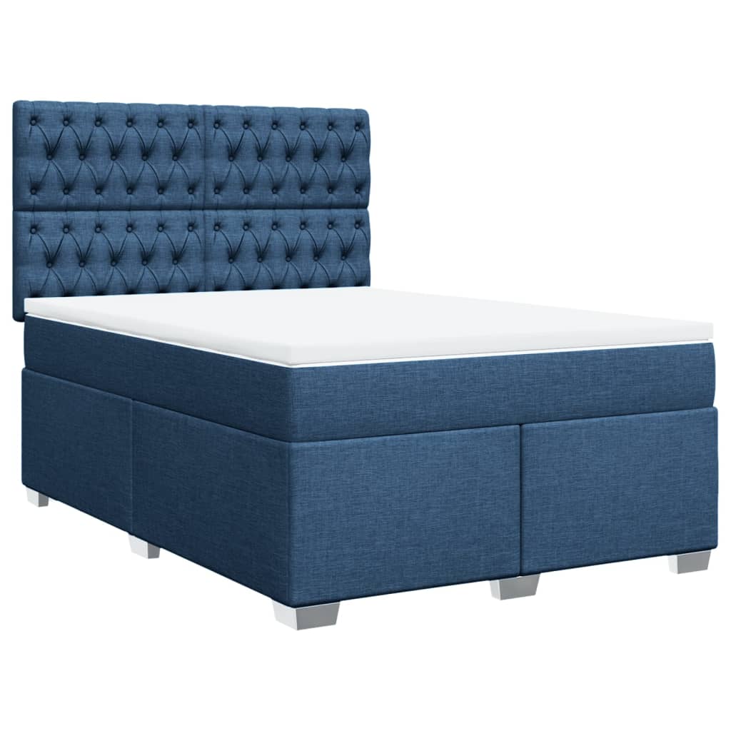Boxspring met matras stof blauw 140x190 cm – afbeelding 2