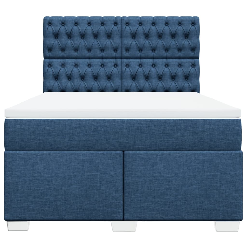 Boxspring met matras stof blauw 140x190 cm – afbeelding 4