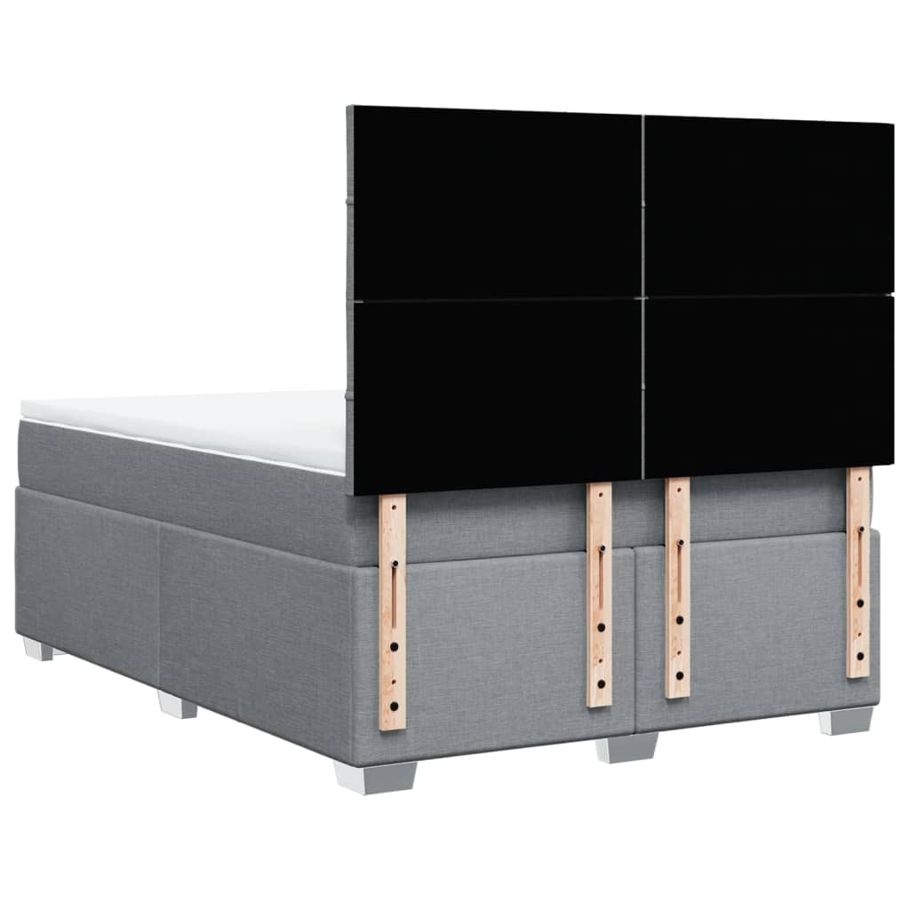 Boxspring met matras stof lichtgrijs 140x200 cm – afbeelding 10