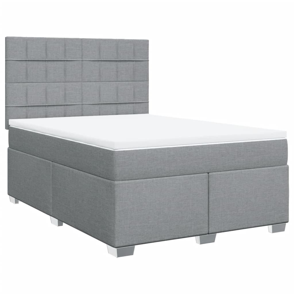 Boxspring met matras stof lichtgrijs 140x200 cm – afbeelding 2