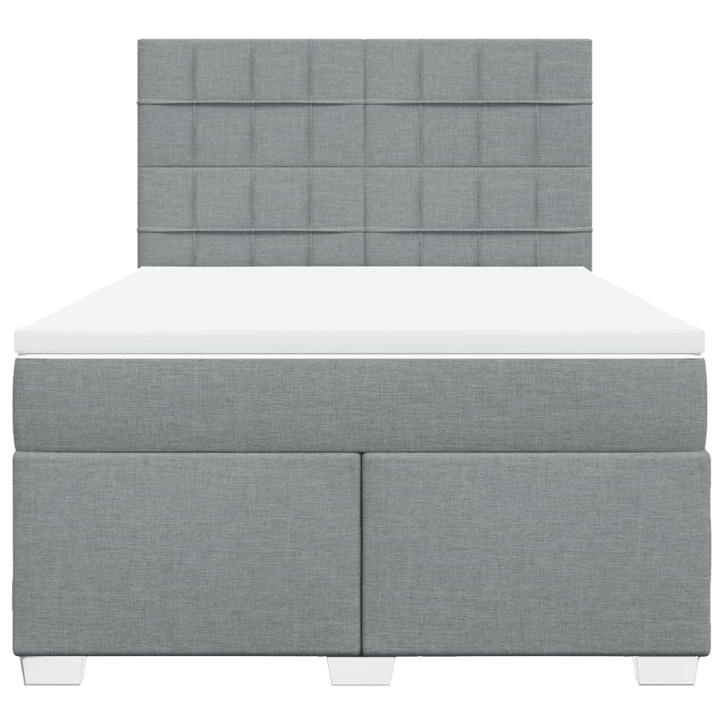 Boxspring met matras stof lichtgrijs 140x200 cm – afbeelding 4