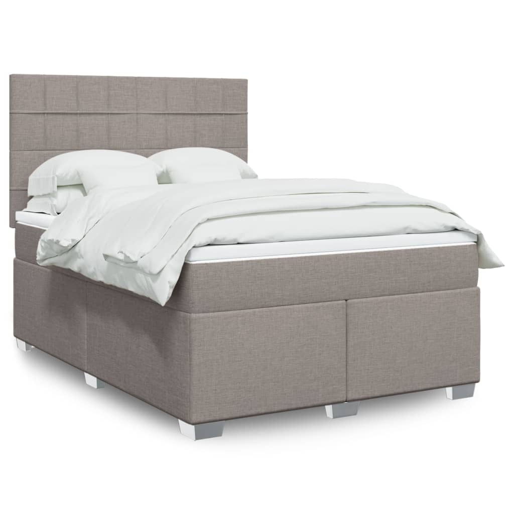 Boxspring met matras stof taupe 140x200 cm – afbeelding 1