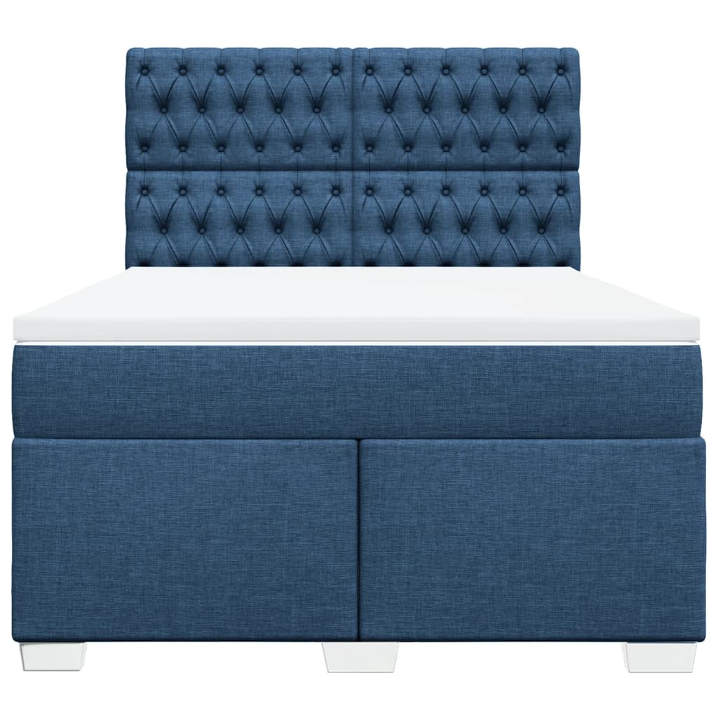 Boxspring met matras stof blauw 140x200 cm – afbeelding 4