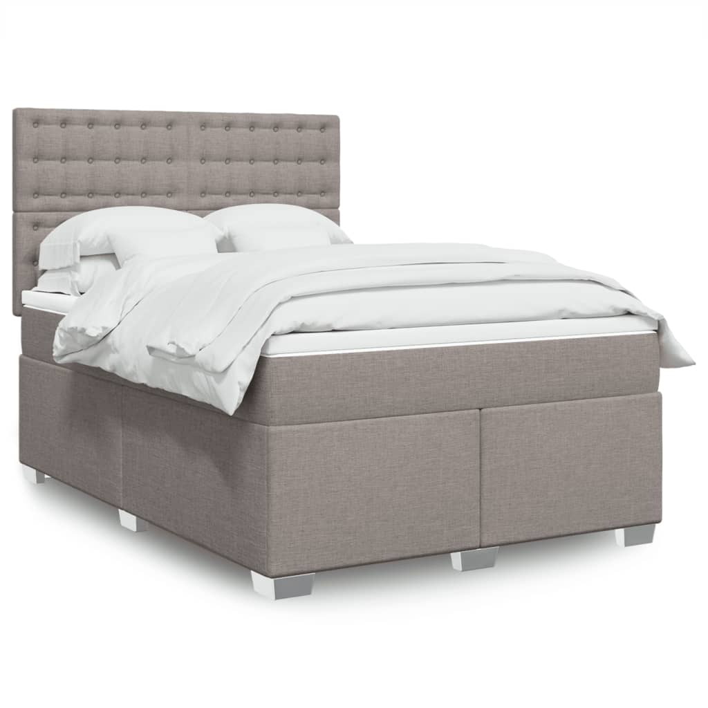 Boxspring met matras stof taupe 140x200 cm – afbeelding 1