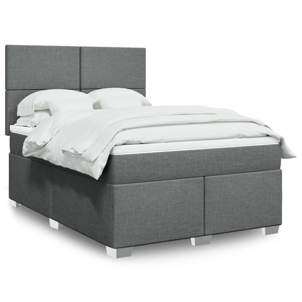 Boxspring met matras stof donkergrijs 160x200 cm – afbeelding 1