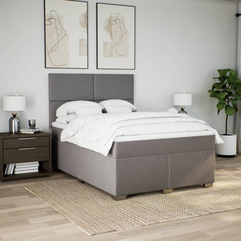 Boxspring met matras stof taupe 160x200 cm – afbeelding 3