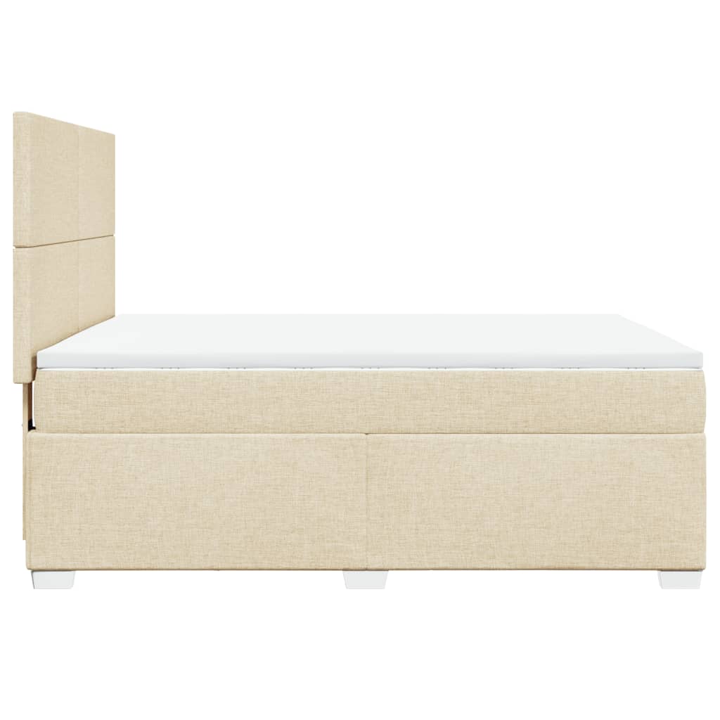 Boxspring met matras stof crèmekleurig 160x200 cm – afbeelding 9