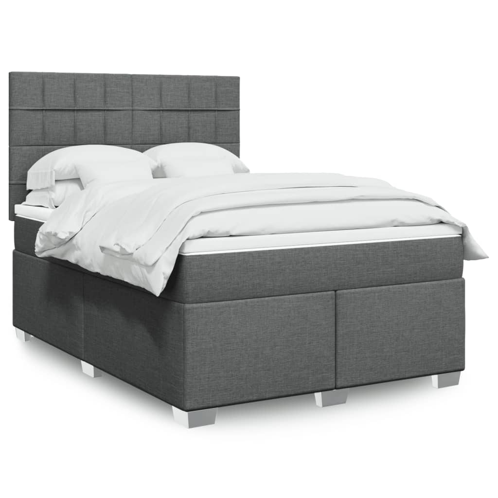 Boxspring met matras stof donkergrijs 160x200 cm – afbeelding 1