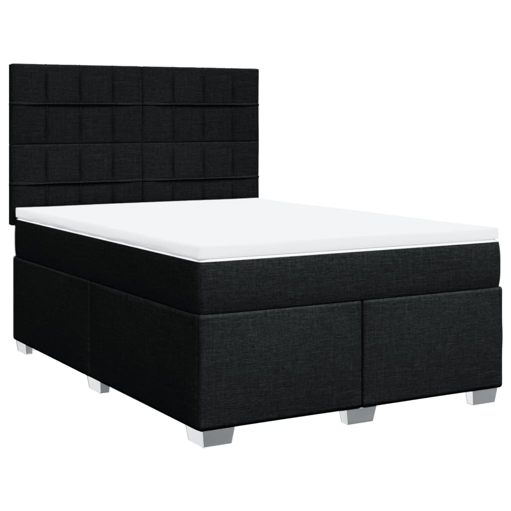 Boxspring met matras stof zwart 160x200 cm – afbeelding 2
