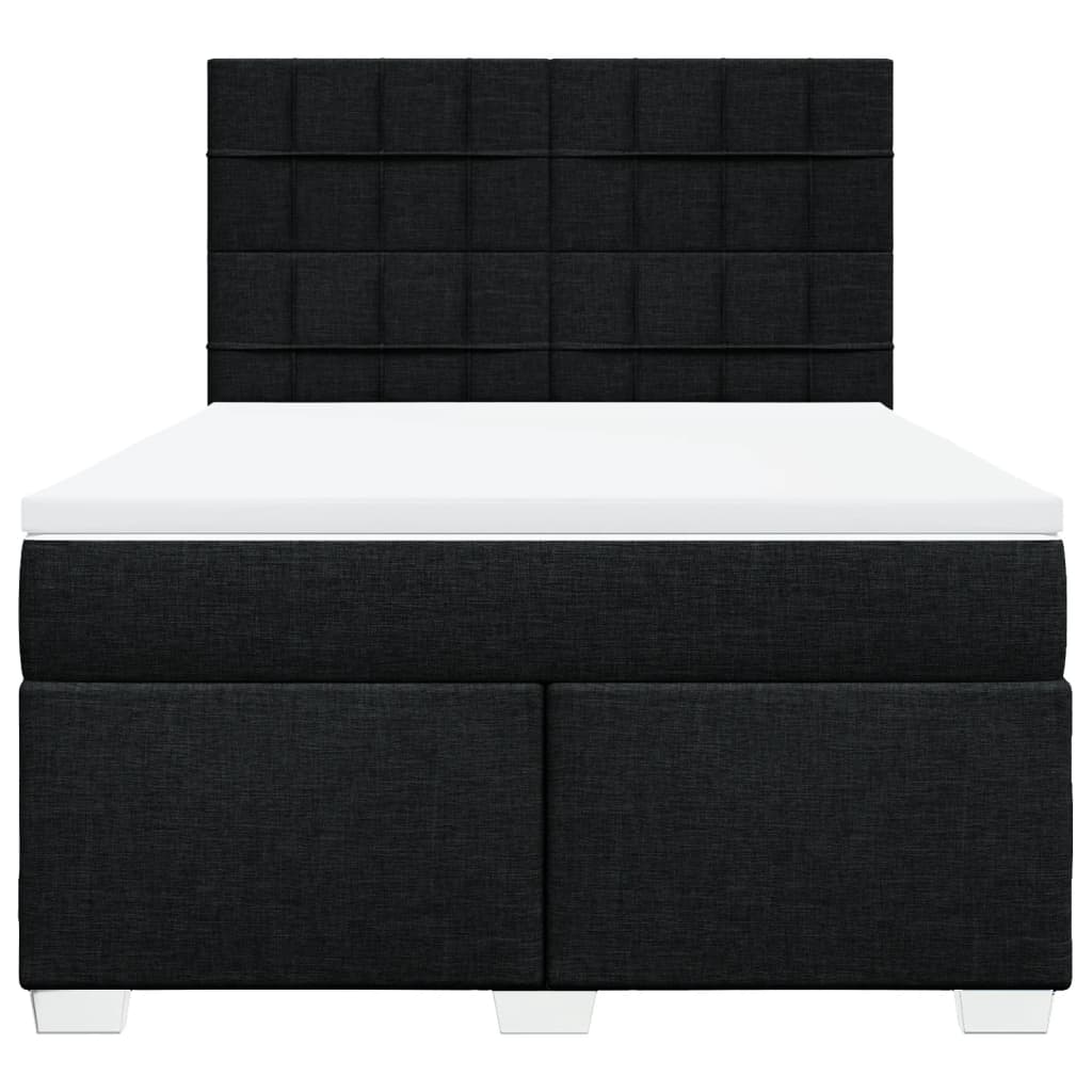 Boxspring met matras stof zwart 160x200 cm – afbeelding 4