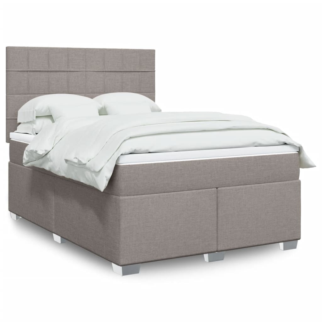 Boxspring met matras stof taupe 160x200 cm – afbeelding 1