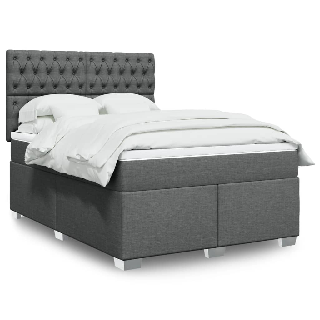Boxspring met matras stof donkergrijs 160x200 cm – afbeelding 1