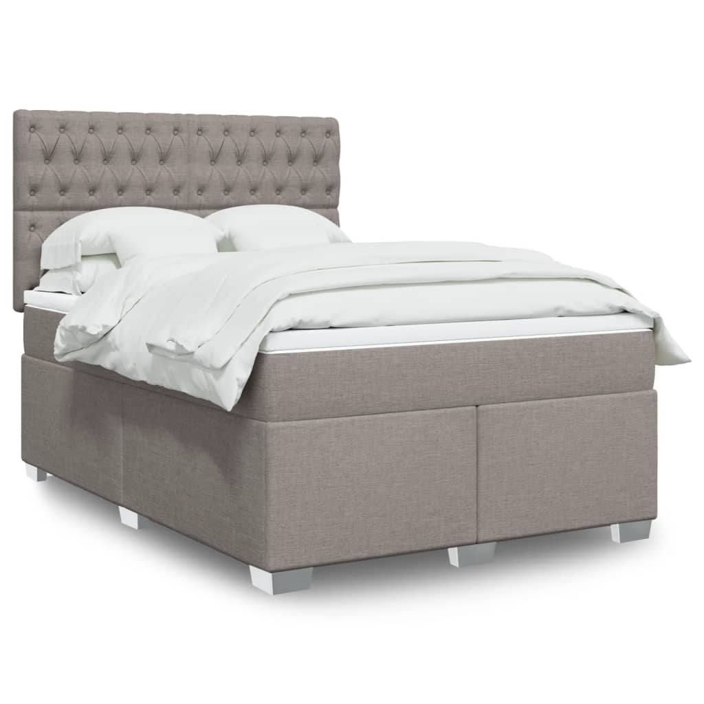 Boxspring met matras stof taupe 160x200 cm – afbeelding 1