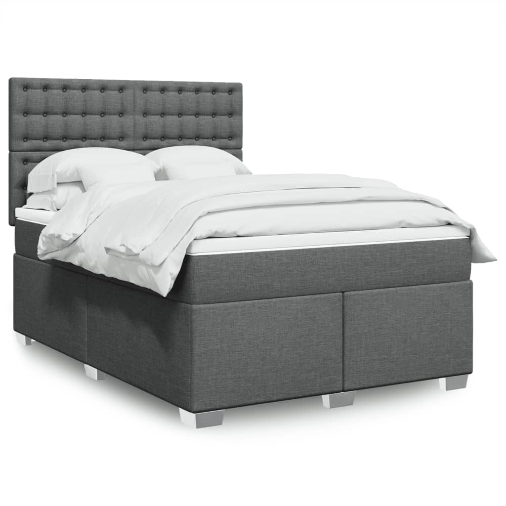 Boxspring met matras stof donkergrijs 160x200 cm – afbeelding 1