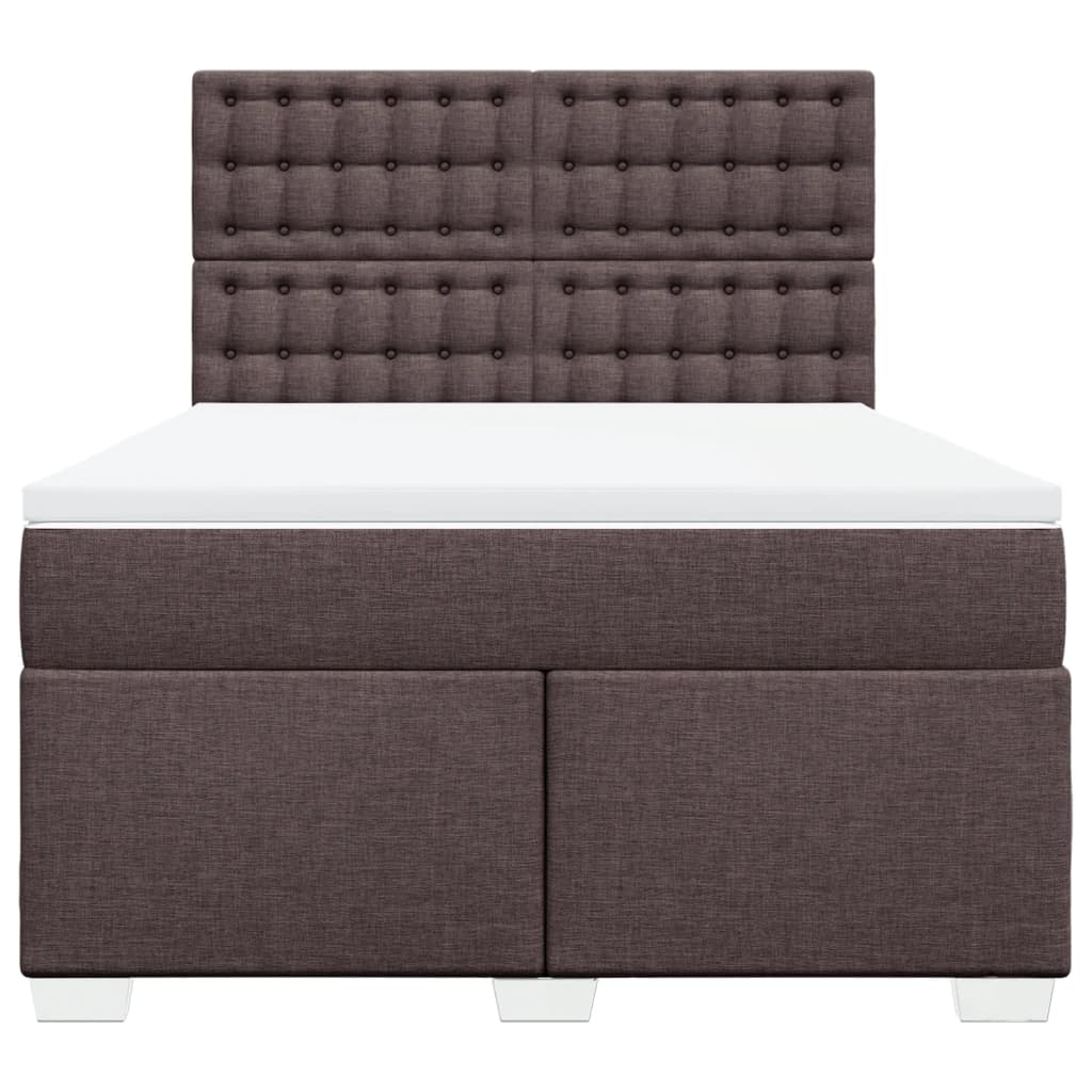 Boxspring met matras stof donkerbruin 160x200 cm – afbeelding 4