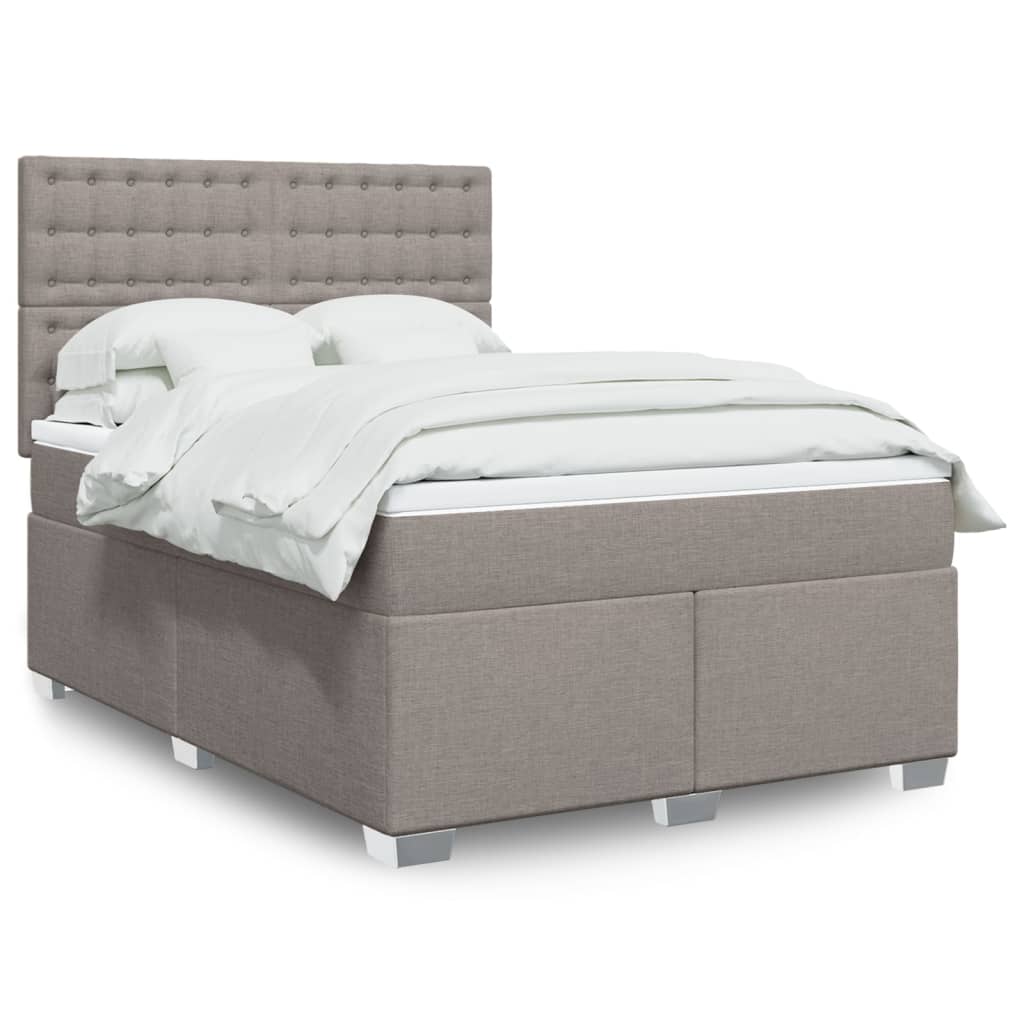Boxspring met matras stof taupe 160x200 cm – afbeelding 1