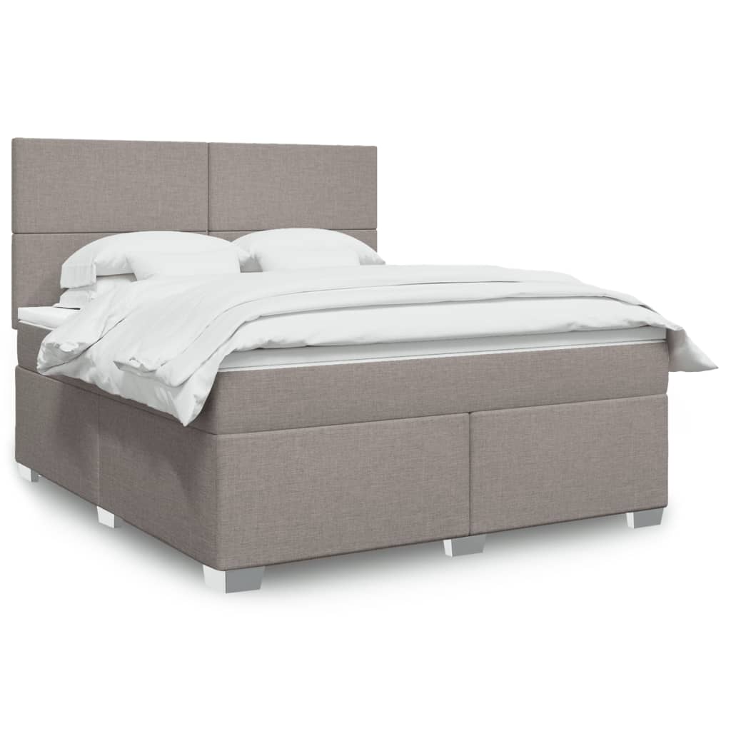 Boxspring met matras stof taupe 180x200 cm – afbeelding 1