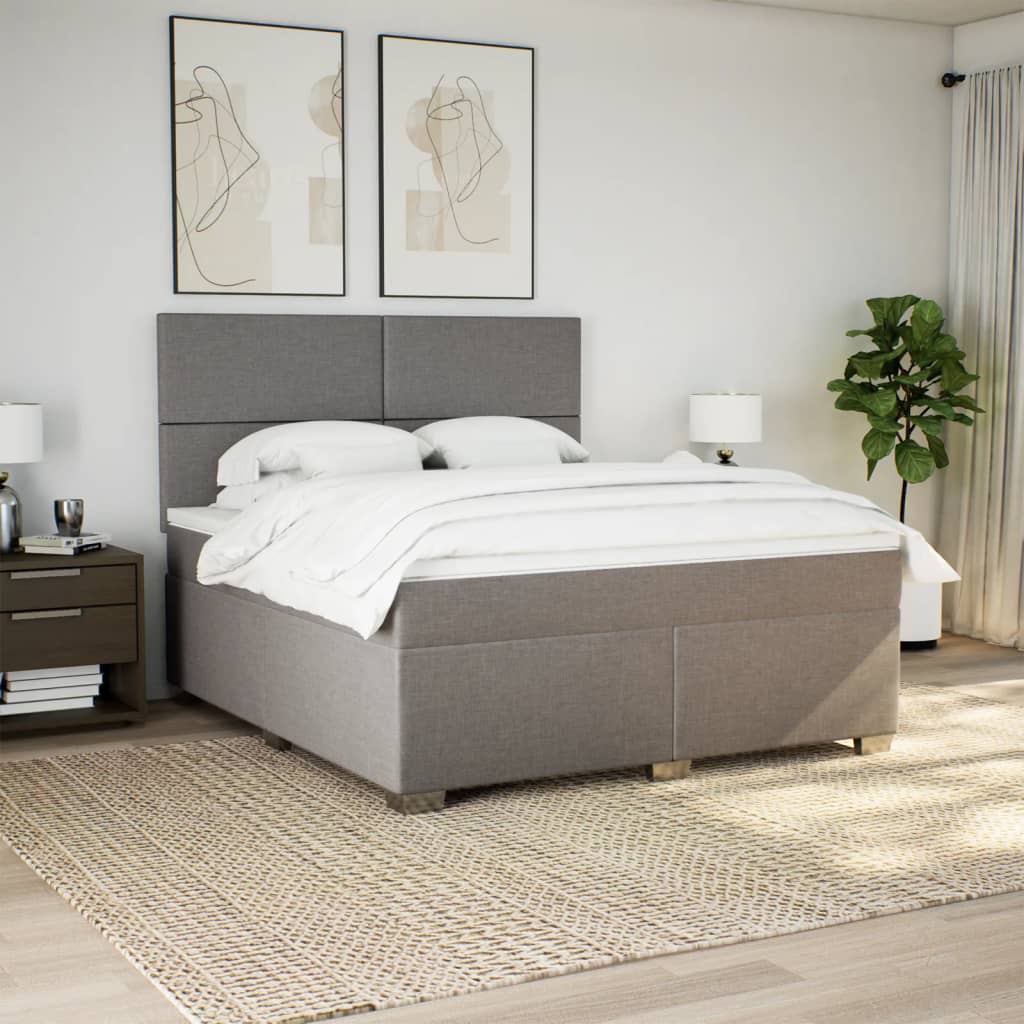 Boxspring met matras stof taupe 180x200 cm – afbeelding 3