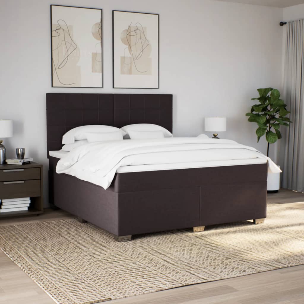Boxspring met matras stof donkerbruin 180x200 cm – afbeelding 3