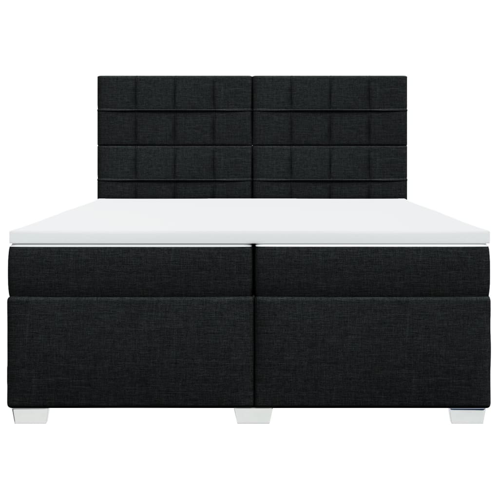 Boxspring met matras stof zwart 200x200 cm – afbeelding 4