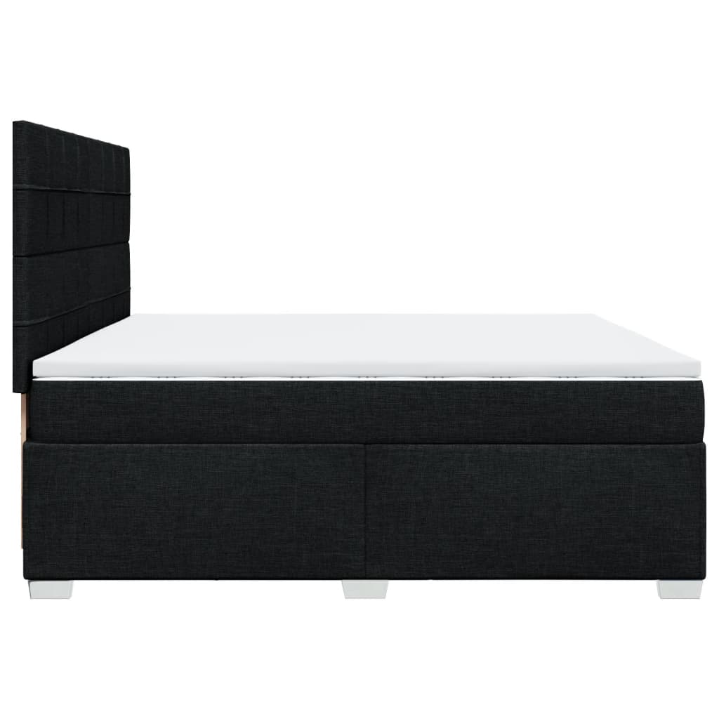 Boxspring met matras stof zwart 200x200 cm – afbeelding 9