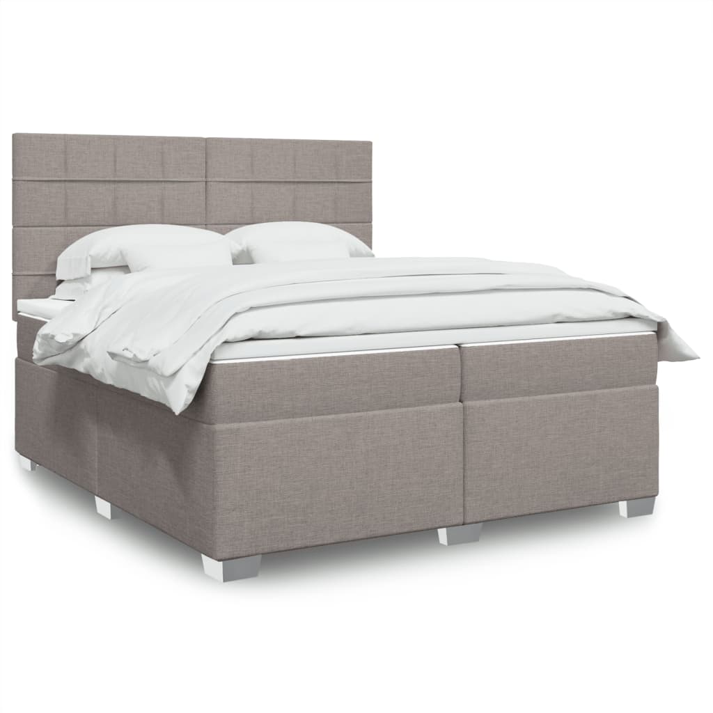 Boxspring met matras stof taupe 200x200 cm – afbeelding 1