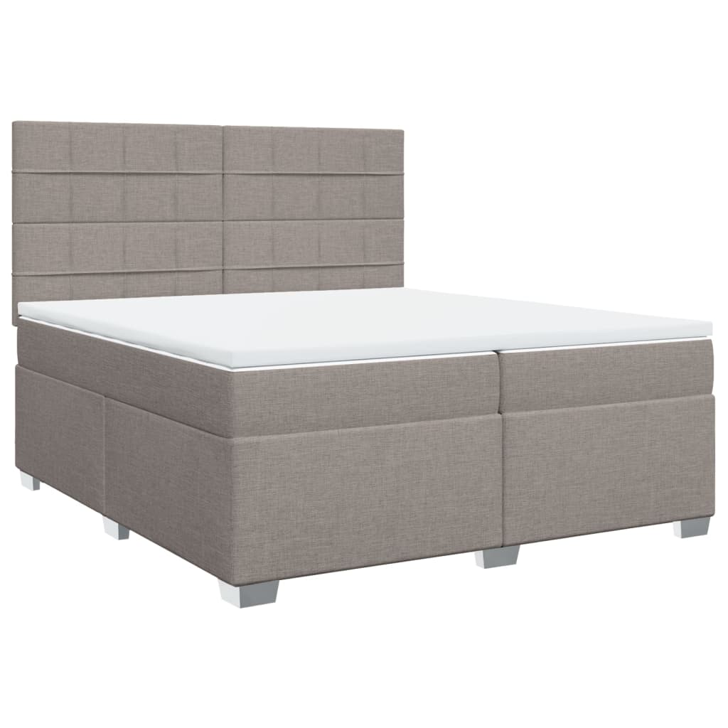 Boxspring met matras stof taupe 200x200 cm – afbeelding 2