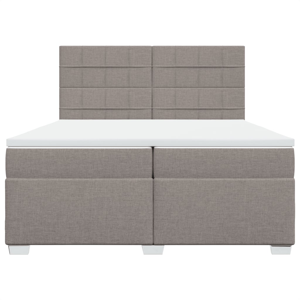 Boxspring met matras stof taupe 200x200 cm – afbeelding 4