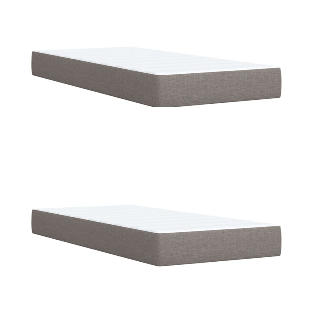 Boxspring met matras stof taupe 200x200 cm – afbeelding 6