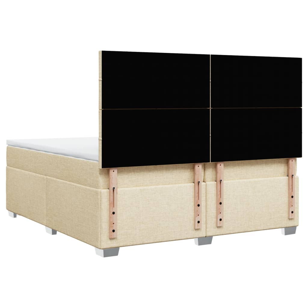 Boxspring met matras stof crèmekleurig 200x200 cm – afbeelding 10