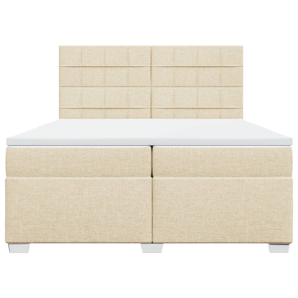 Boxspring met matras stof crèmekleurig 200x200 cm – afbeelding 4