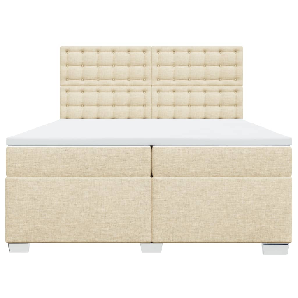 Boxspring met matras stof crèmekleurig 200x200 cm – afbeelding 4