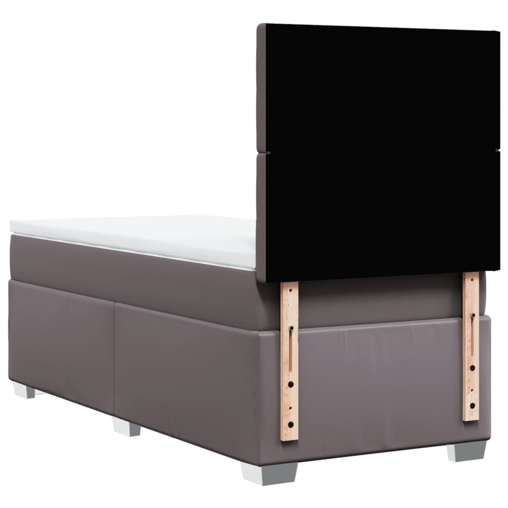 Boxspring met matras kunstleer grijs 90x200 cm – afbeelding 10