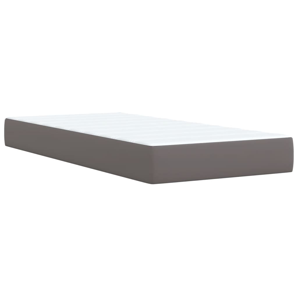 Boxspring met matras kunstleer grijs 90x200 cm – afbeelding 6