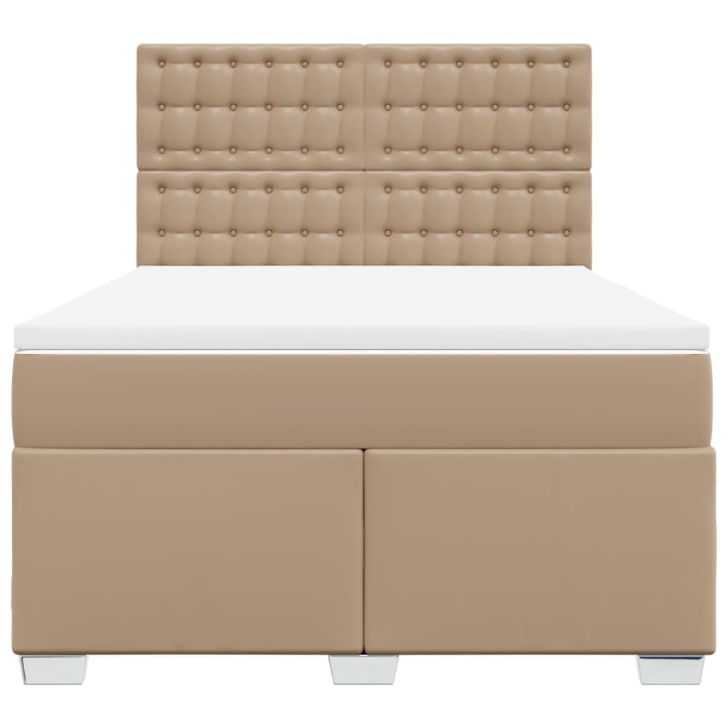 Boxspring met matras kunstleer cappuccinokleurig 140x200 cm – afbeelding 4