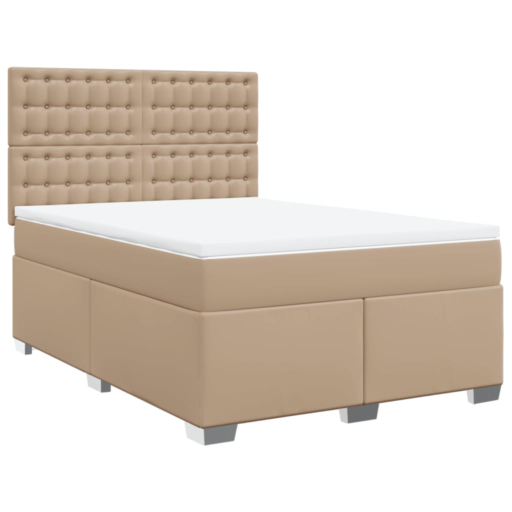 Boxspring met matras kunstleer cappuccinokleurig 160x200 cm – afbeelding 2