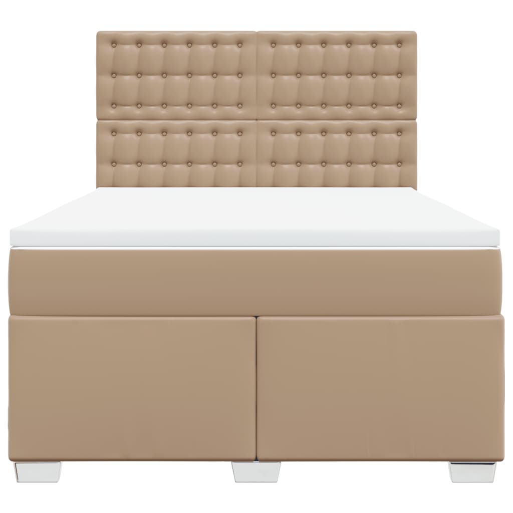 Boxspring met matras kunstleer cappuccinokleurig 160x200 cm – afbeelding 4