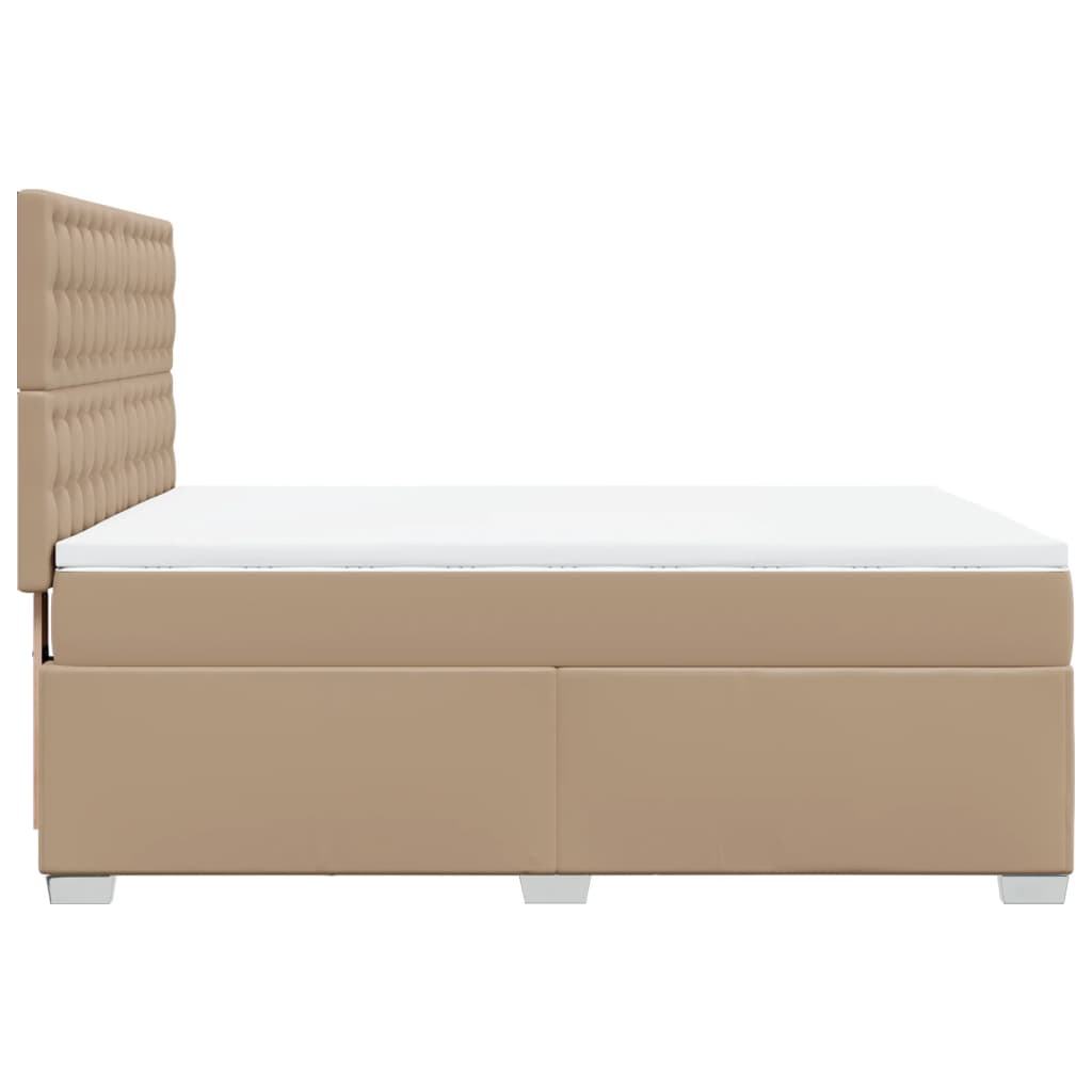 Boxspring met matras kunstleer cappuccinokleurig 160x200 cm – afbeelding 9