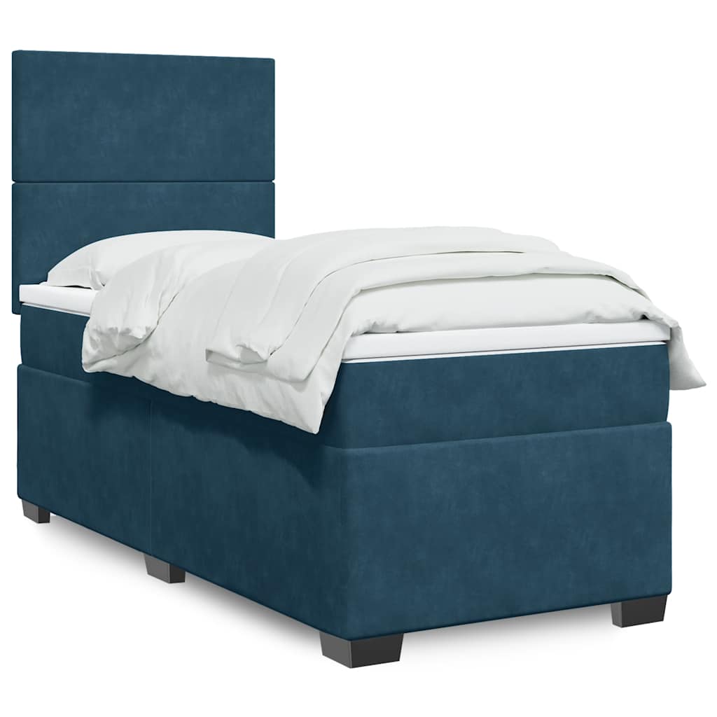 Boxspring met matras fluweel blauw 80x200 cm – afbeelding 1