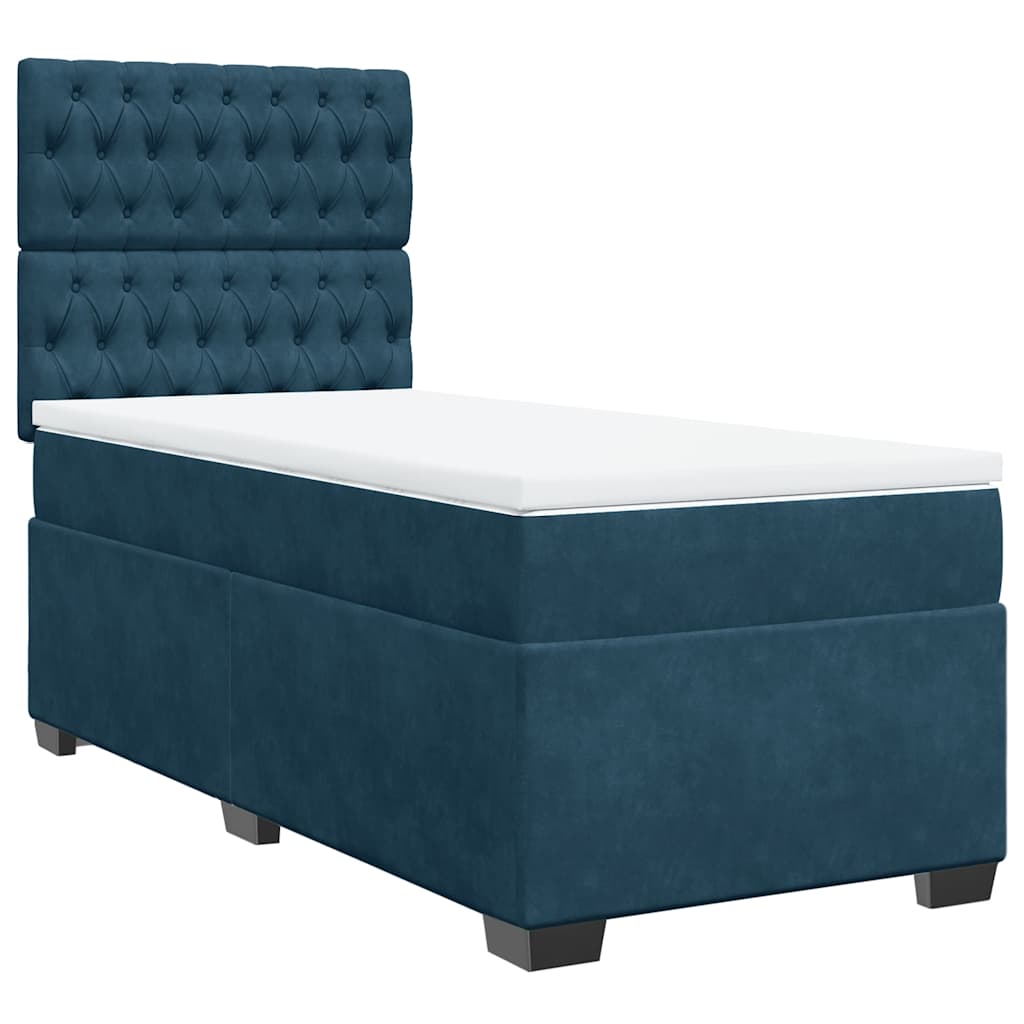 Boxspring met matras fluweel blauw 90x190 cm – afbeelding 2