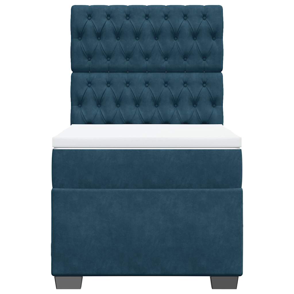 Boxspring met matras fluweel blauw 90x190 cm – afbeelding 4