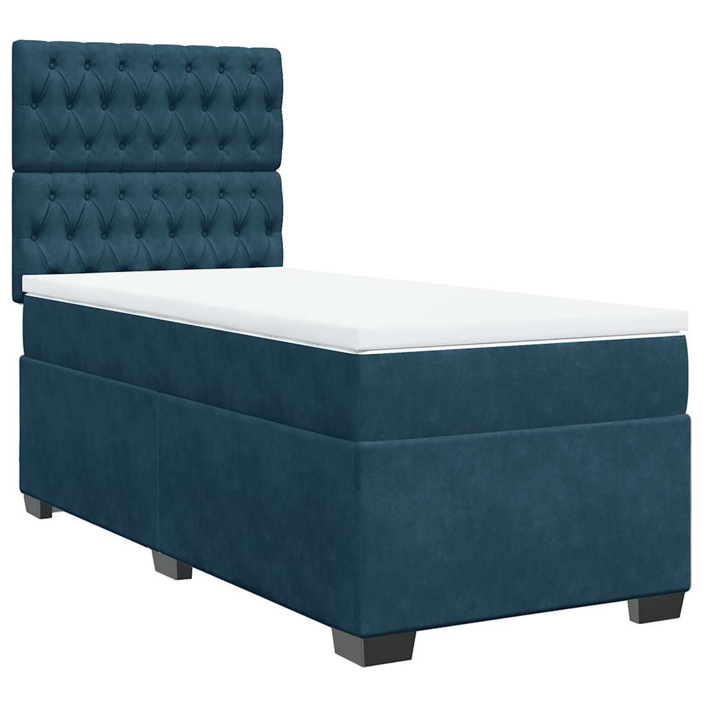 Boxspring met matras fluweel blauw 90x200 cm – afbeelding 2