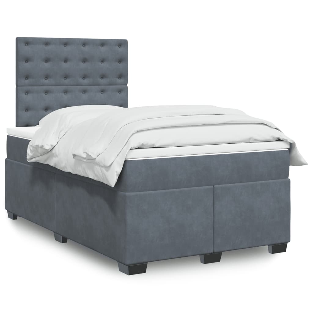 Boxspring met matras fluweel donkergrijs 120x190 cm – afbeelding 1