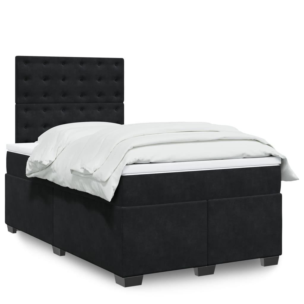 Boxspring met matras fluweel zwart 120x190 cm – afbeelding 1