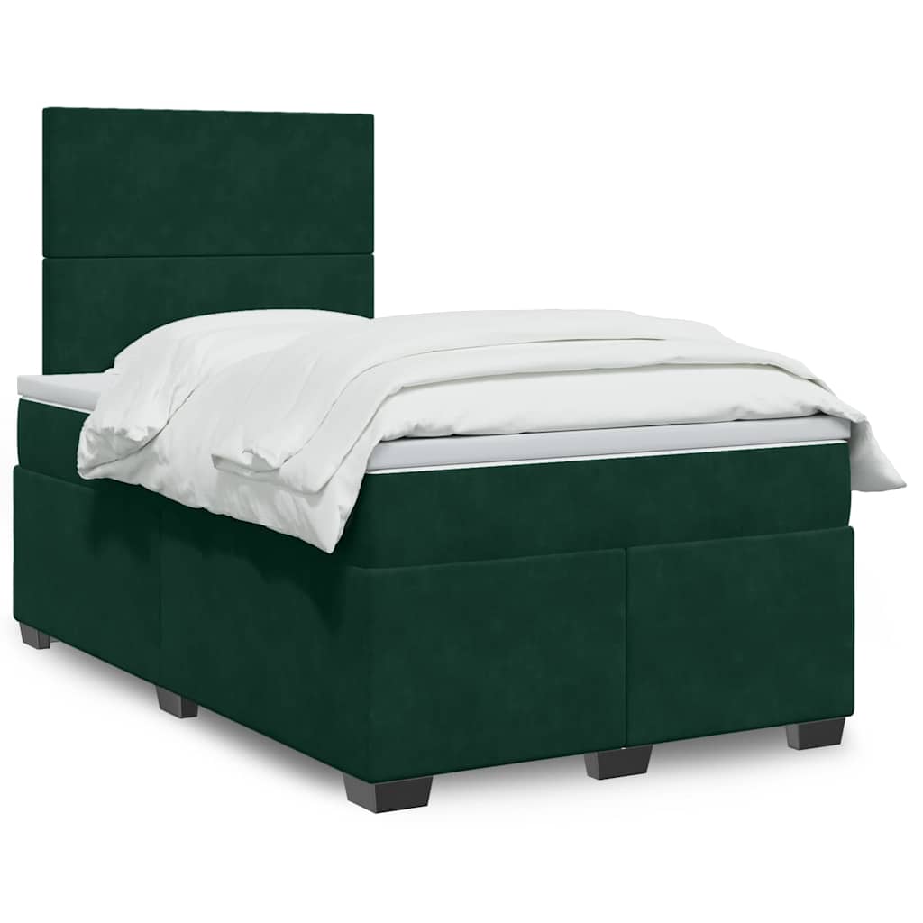 Boxspring met matras fluweel donkergroen 120x200 cm